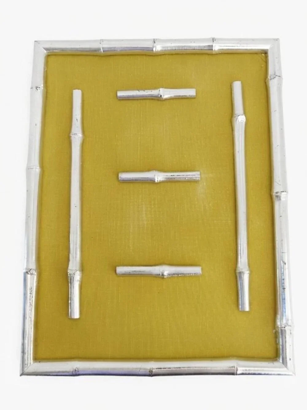 Vintage 60s Eatons Silver Faux Bamboo Magnetic Gallery Frame 10x13
